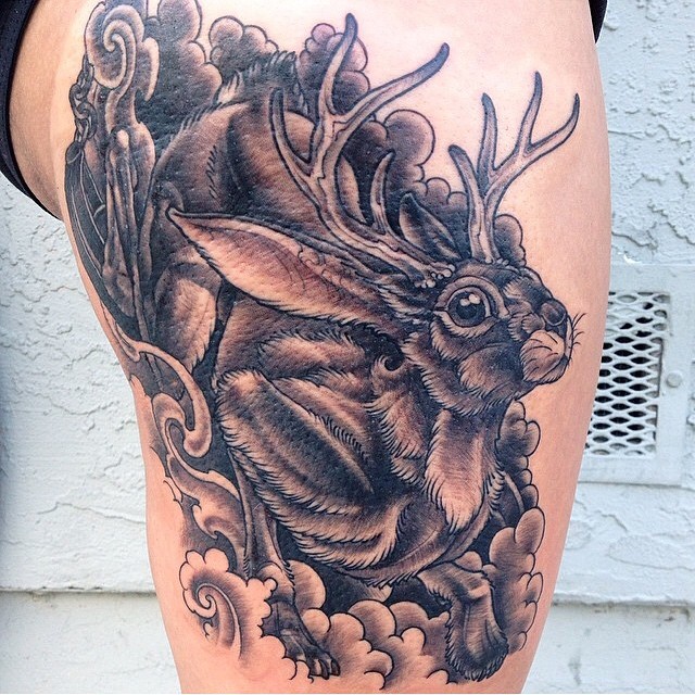 Jackalope Tattoo by Nathaniel Gann Remington Tattoo Parlor