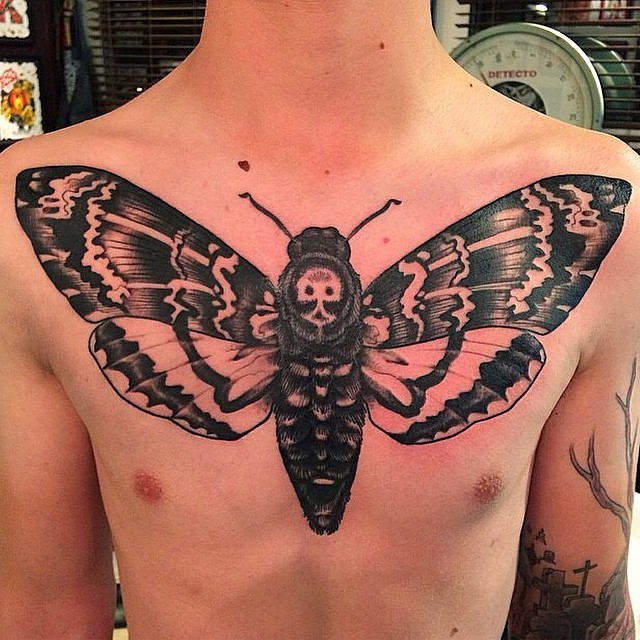 Death's Head Moth Tattoo By Nathaniel Gann Remington Tattoo Parlor