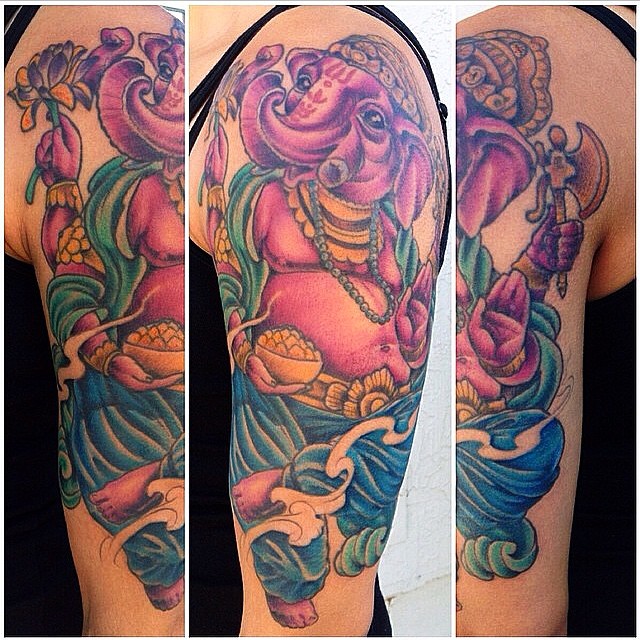 Ganesh tattoo by Nathaniel Gann @nathanieltattoosd #ganeshtattoo #remingtontattoo #sandiegotattoo