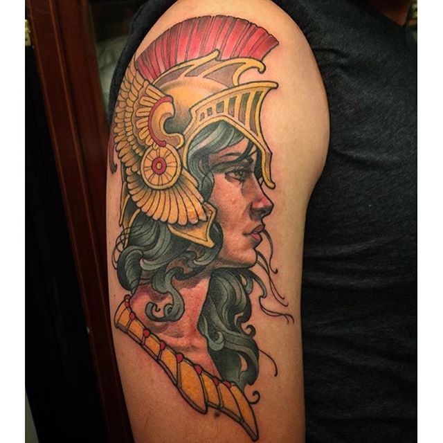 Athena tattoo by @nathanieltattoosd #remingtontattoo #nathanielgann #sandiegotattoos #northpark #athena