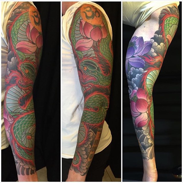 Japanese sleeve by @alessioricci #remingtontattoo #alessioriccitattoo #sandiegotattoos #northpark