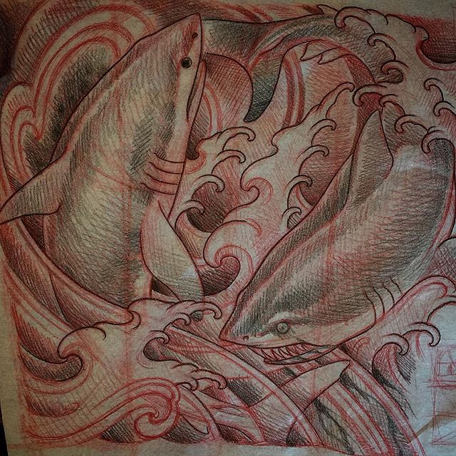 #sharks #sandiegotattooartist #remingtontattoo @terryribera