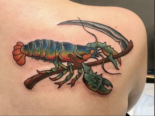 Lobster by Radnines guesting at Scapegoat tattoo in Portland Oregon  r tattoos