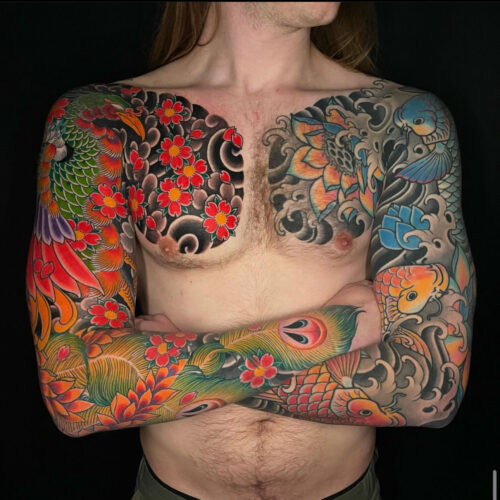 Japanese-style tattoo by Kristjan Olson, Remington Tattoo San Diego