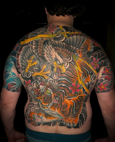 traditional-american-eagle-tiger-backpiece-tattoo-chris-cockrill-san-diego