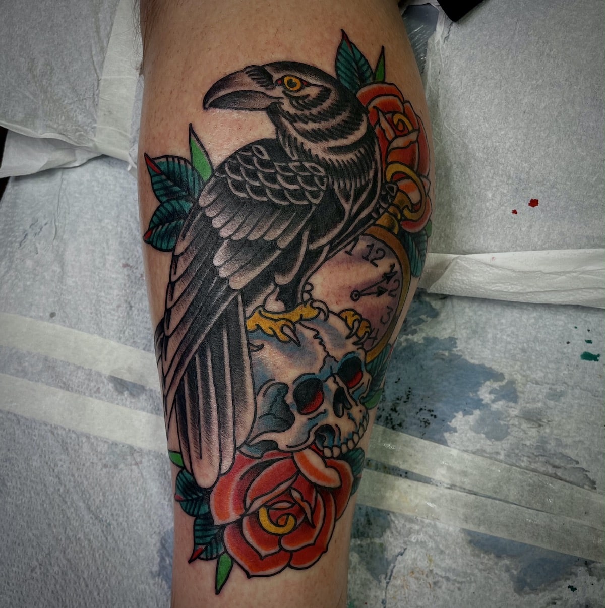 traditional-american-raven-tattoo-chris-cockrill-san-diego