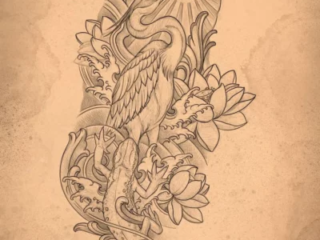 art-nouveau-crane-heron-lotus-flash-drawing-terry-ribera-san-diego