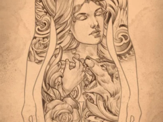 art-nouveau-woman-wolf-bodysuit-design-drawing-terry-ribera-san-diego