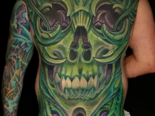 bio-organic-green-skull-full-back-tattoo-terry-ribera-san-diego