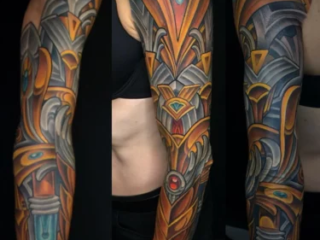 biomechanical-art-deco-orange-silver-full-sleeve-tattoo-terry-ribera-san-diego