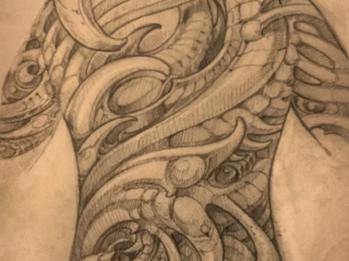 biomechanical-bio-organic-back-piece-pencil-sketch-terry-ribera-san-diego
