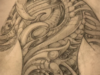 biomechanical-chest-shoulder-sepia-pencil-sketch-design-terry-ribera-san-diego