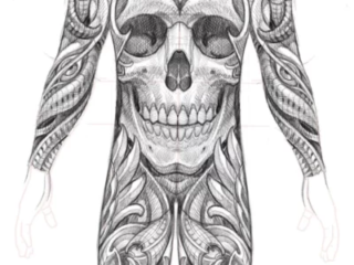 biomechanical-skull-bodysuit-pencil-sketch-design-terry-ribera-san-diego
