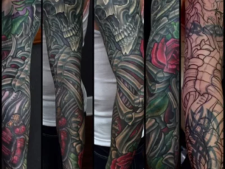 cover-up-biomechanical-skull-rose-sleeve-before-after-tattoo-terry-ribera-san-diego