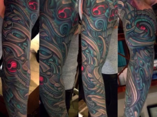 cover-up-biomechanical-teal-skull-sleeve-before-after-tattoo-terry-ribera-san-diego