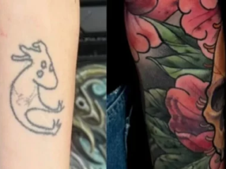cover-up-cartoon-to-skull-peonies-sleeve-before-after-tattoo-terry-ribera-san-diego