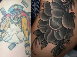 cover-up-clown-to-dark-peony-thigh-before-after-tattoo-terry-ribera-san-diego