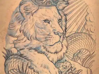 custom-tattoo-design-sketch-lion-crown-snake-terry-ribera-san-diego