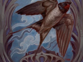 fine-art-barn-swallow-art-nouveau-ornamental-frame-oil-painting-terry-ribera-san-diego