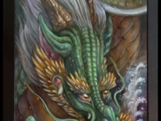 fine-art-green-asian-dragon-ornamental-frame-oil-painting-terry-ribera-san-diego