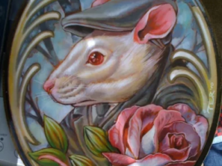 fine-art-rat-newsboy-cap-rose-art-nouveau-oval-oil-painting-terry-ribera-san-diego