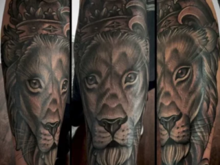 illustrative-black-grey-lion-crown-forearm-tattoo-terry-ribera-san-diego