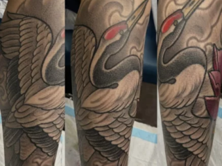 illustrative-neo-japanese-crane-black-grey-leg-tattoo-terry-ribera-san-diego