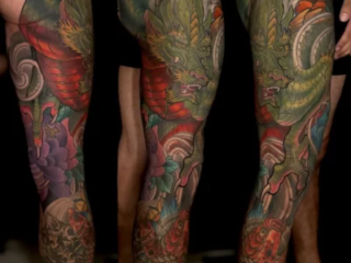 illustrative-neo-japanese-dragon-phoenix-koi-leg-sleeve-tattoo-terry-ribera-san-diego