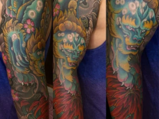 illustrative-neo-japanese-foo-dog-cherry-blossom-chrysanthemum-sleeve-tattoo-terry-ribera-san-diego