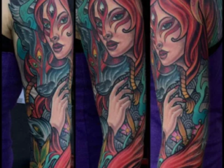 illustrative-neo-japanese-geisha-dragon-sleeve-tattoo-terry-ribera-san-diego