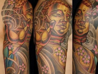 illustrative-neo-japanese-gold-buddha-cherry-blossom-half-sleeve-tattoo-terry-ribera-san-diego