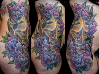 illustrative-neo-japanese-gold-hannya-purple-peony-ribs-tattoo-terry-ribera-san-diego