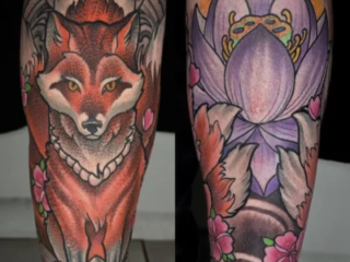 illustrative-neo-japanese-kitsune-fox-lotus-frog-leg-tattoo-terry-ribera-san-diego