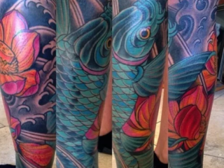 illustrative-neo-japanese-koi-lotus-waves-half-sleeve-tattoo-terry-ribera-san-diego