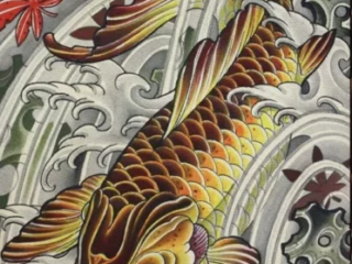 illustrative-neo-japanese-koi-maple-leaf-painting-terry-ribera-san-diego