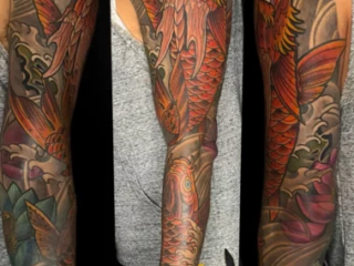illustrative-neo-japanese-koi-phoenix-full-sleeve-tattoo-terry-ribera-san-diego