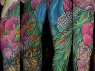 illustrative-neo-japanese-peacock-leopard-sleeve-tattoo-terry-ribera-san-diego