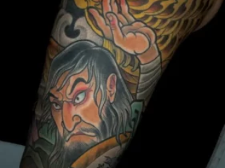 illustrative-neo-japanese-warrior-monk-phoenix-leg-sleeve-tattoo-terry-ribera-san-diego