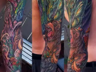 illustrative-neo-traditional-dragon-bear-full-sleeve-tattoo-terry-ribera-san-diego