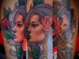 illustrative-neo-traditional-gypsy-woman-rose-tattoo-terry-ribera-san-diego