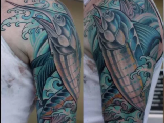 illustrative-neo-traditional-marlin-sailfish-half-sleeve-tattoo-terry-ribera-san-diego