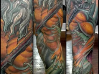 illustrative-neo-traditional-poseidon-neptune-leg-sleeve-tattoo-terry-ribera-san-diego