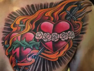 illustrative-neo-traditional-sacred-heart-dagger-chest-tattoo-terry-ribera-san-diego