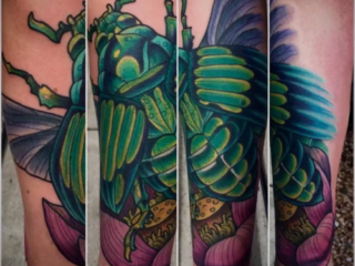 illustrative-neo-traditional-scarab-beetle-lotus-forearm-tattoo-terry-ribera-san-diego