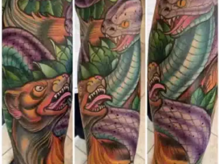 illustrative-neo-traditional-snake-panther-forearm-tattoo-terry-ribera-san-diego