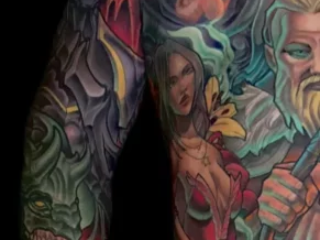 illustrative-neo-traditional-viking-skull-woman-sleeve-tattoo-terry-ribera-san-diego