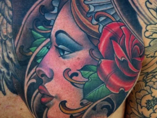 illustrative-neo-traditional-woman-rose-chest-tattoo-terry-ribera-san-diego