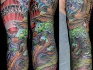 illustrative-neo-traditional-zeus-eagle-hot-air-balloon-sleeve-tattoo-terry-ribera-san-diego