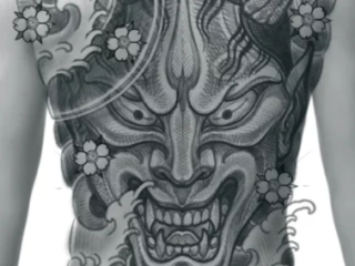 tattoo-sketch-hannya-mask-cherry-blossom-full-back-digital-terry-ribera-san-diego