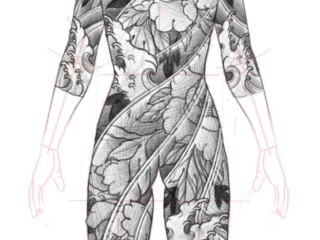 tattoo-sketch-japanese-peony-waves-bodysuit-design-terry-ribera-san-diego